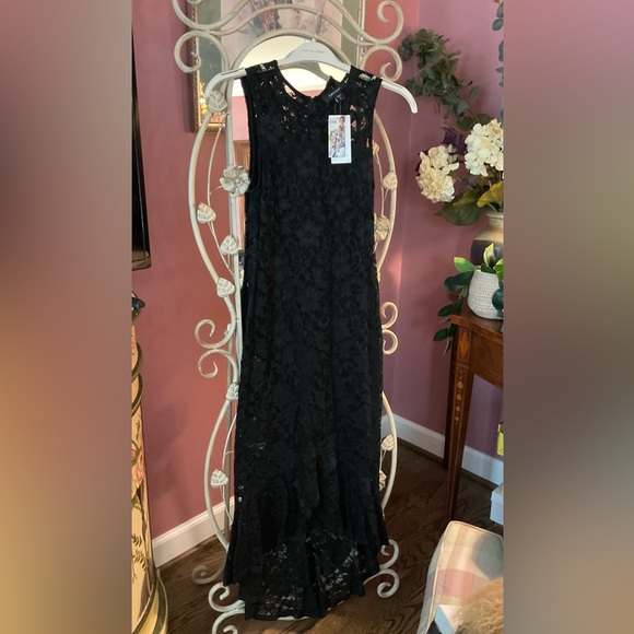 Karen Kane Long Fitted Sleeveless, Lace, Dress in BLACK. Size S NWT’S - Picture 1 of 9
